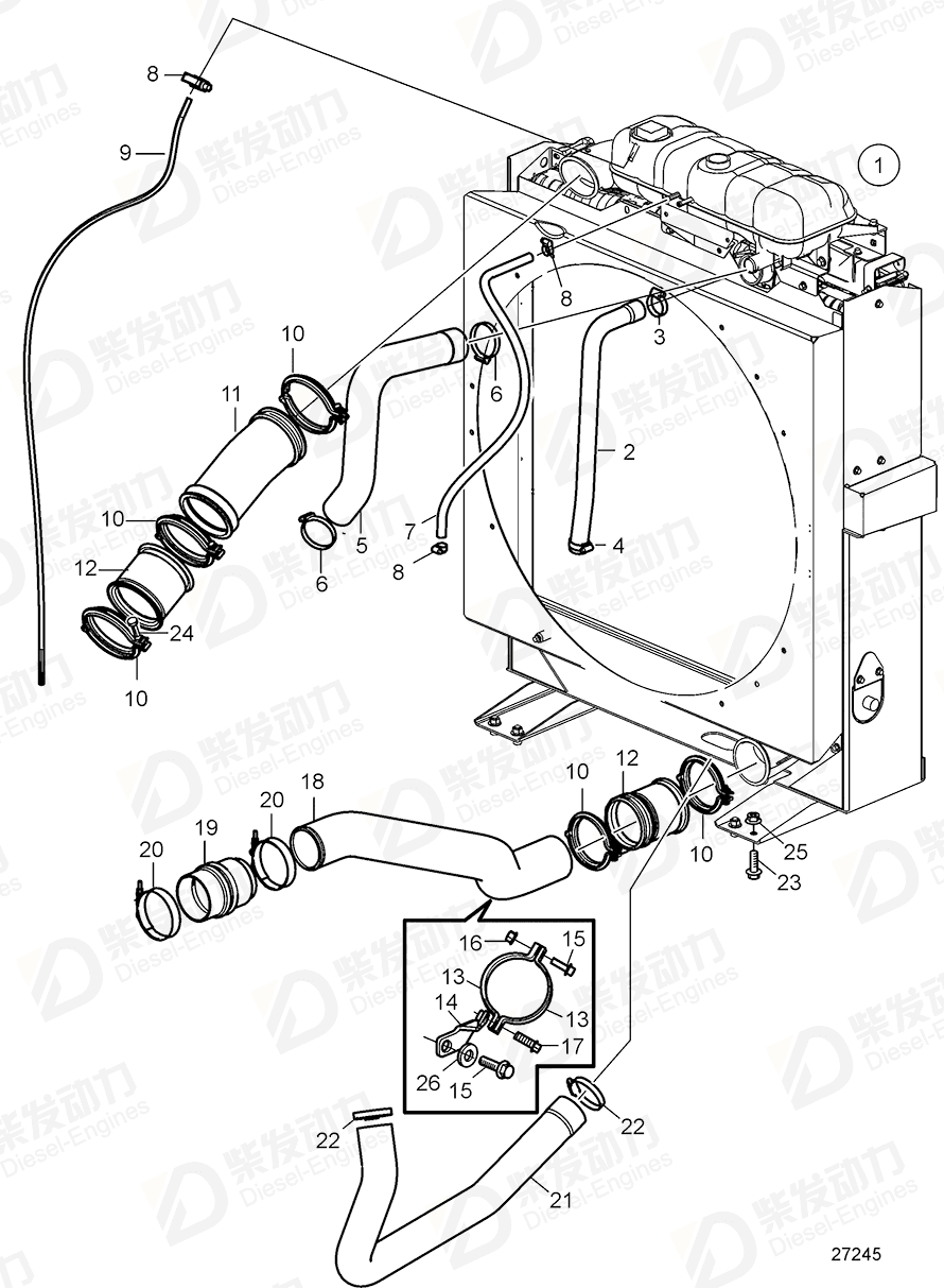 VOLVO Hose 21923973 Drawing